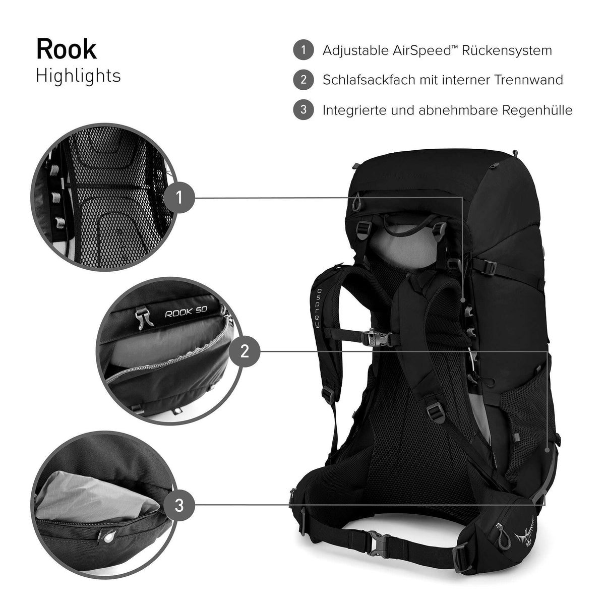 Osprey Rook 65 Trekking backpack histosol brown/rhino grey