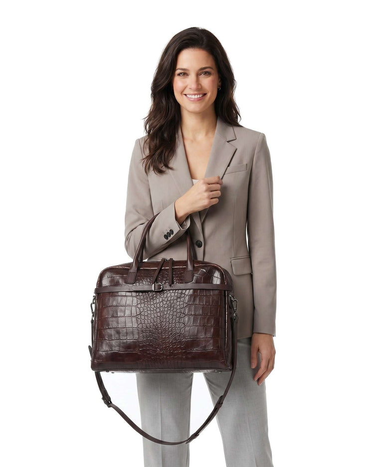 Castelijn & Beerens Croco Lisa Briefcase mocca