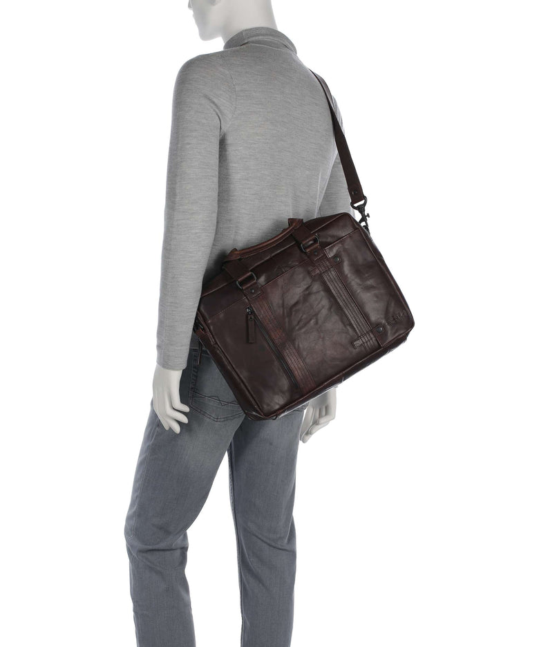 Spikes & Sparrow Bronco Dexter Briefcase dark brown