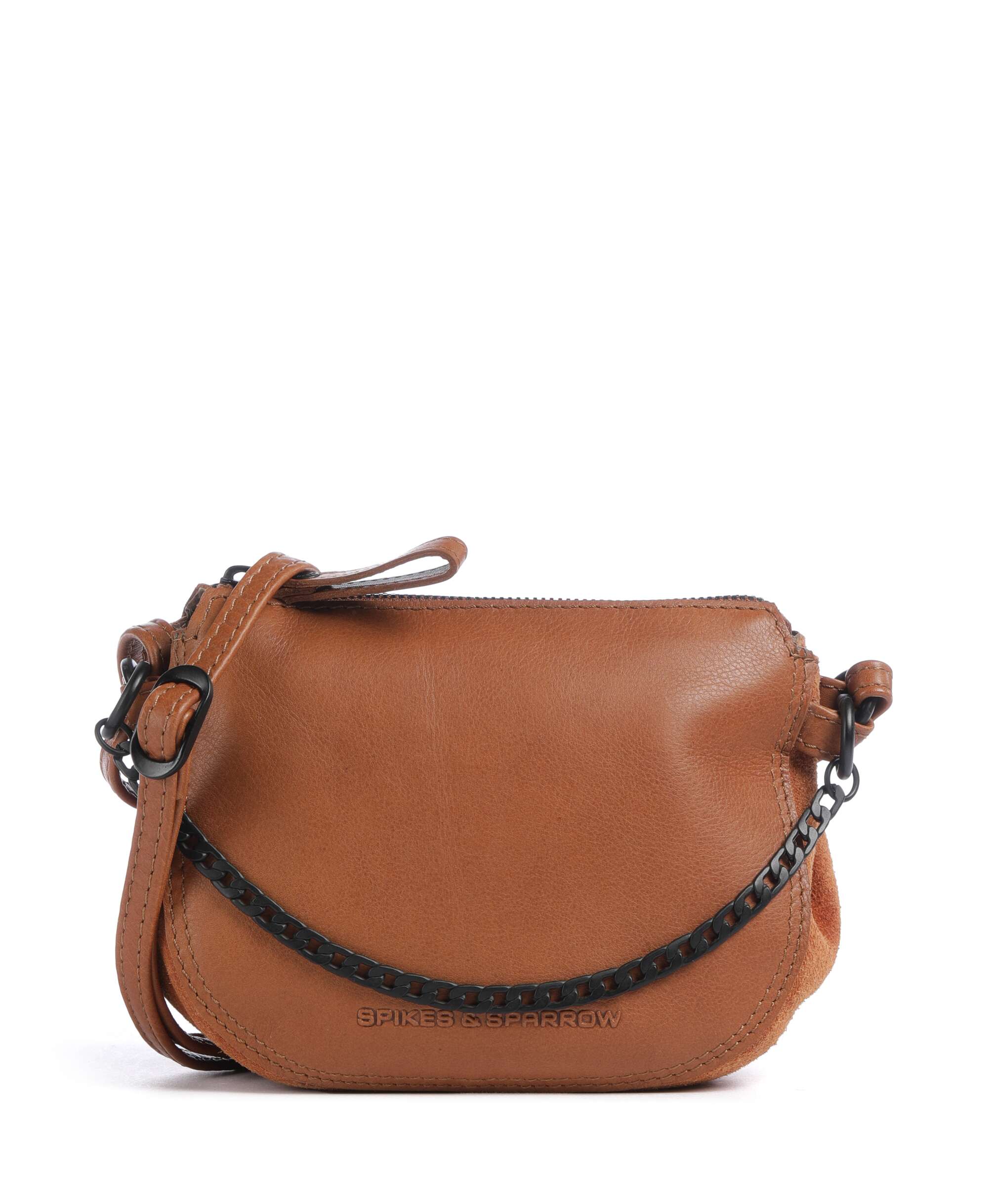Spikes & Sparrow Suede Mix Delaine Crossbody bag brandy