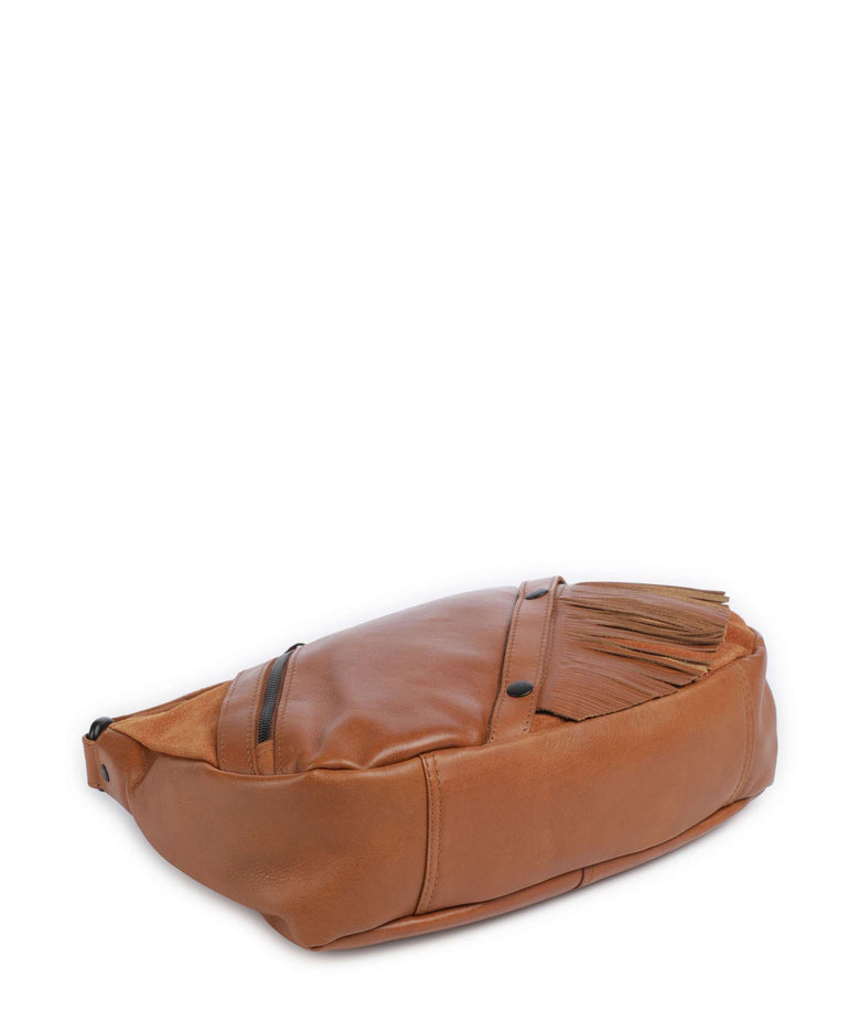 Spikes & Sparrow Suede Mix Jadeline Shoulder bag brandy