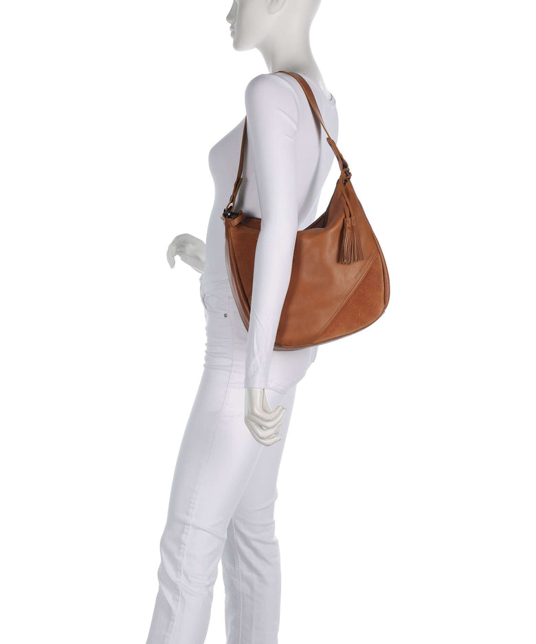 Spikes & Sparrow Suede Mix Natalia Hobo bag brandy