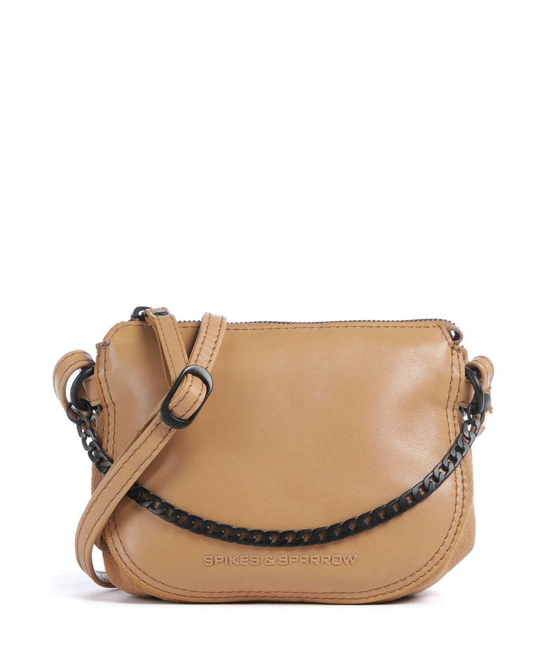 Spikes & Sparrow Suede Mix Delaine Crossbody bag camel