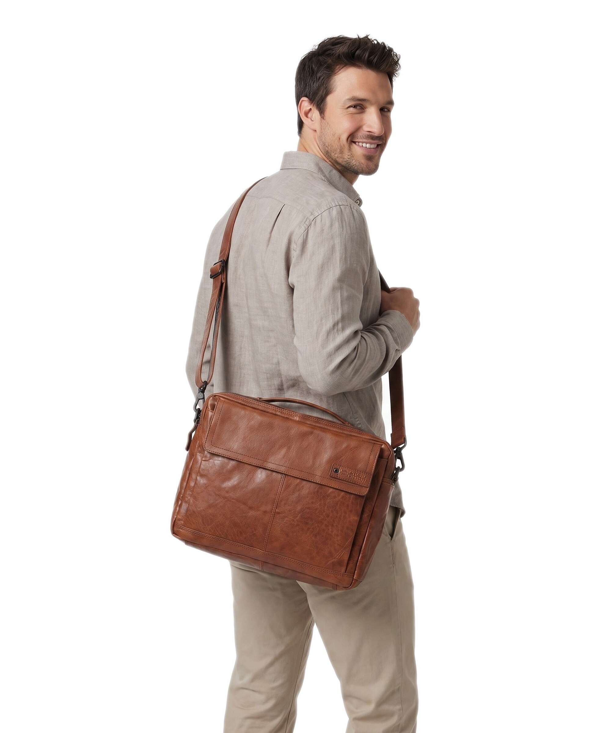 Spikes & Sparrow Bronco Henry Briefcase brandy