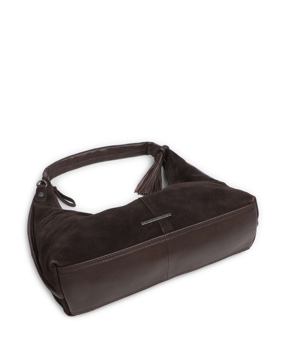 Spikes & Sparrow Suede Mix Gwyn Hobo bag dark brown