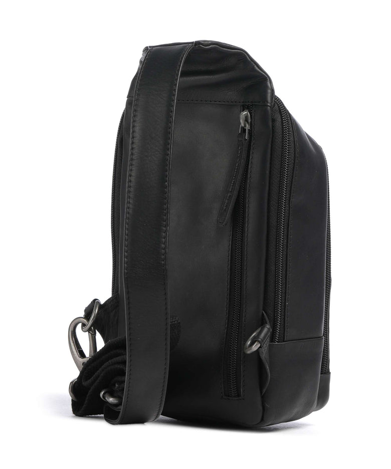 The Chesterfield Brand Cow Wax Pull Up Riga Sling bag black