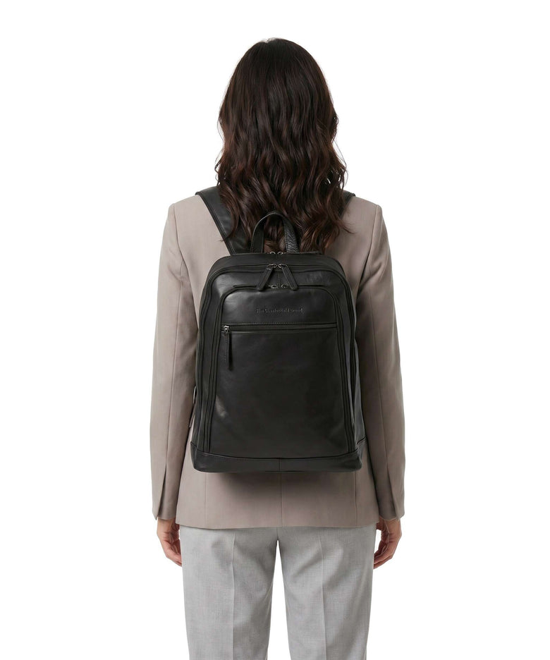 The Chesterfield Brand Cow Wax Pull Up Detroit Backpack black