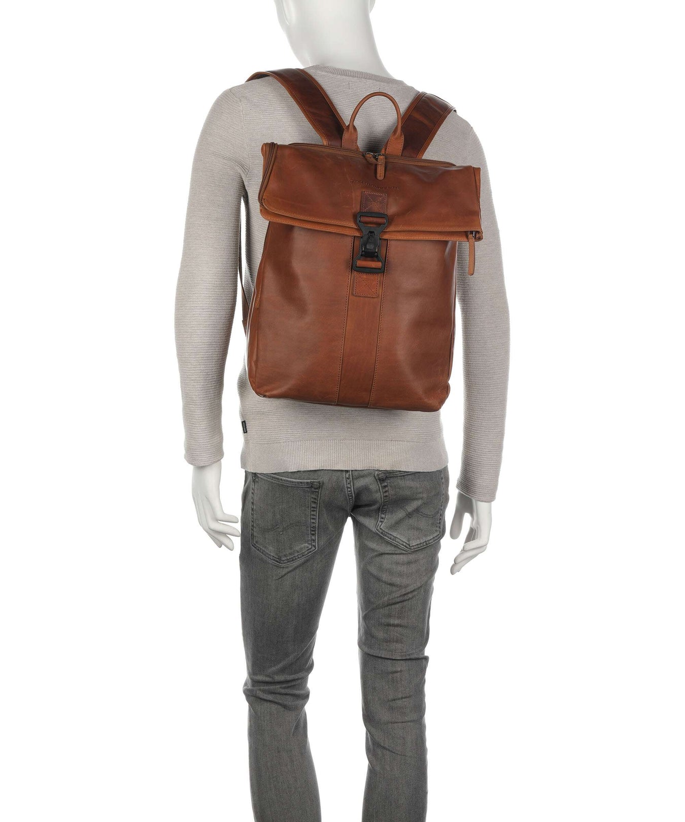 The Chesterfield Brand Cow Wax Pull Up Savona Backpack cognac