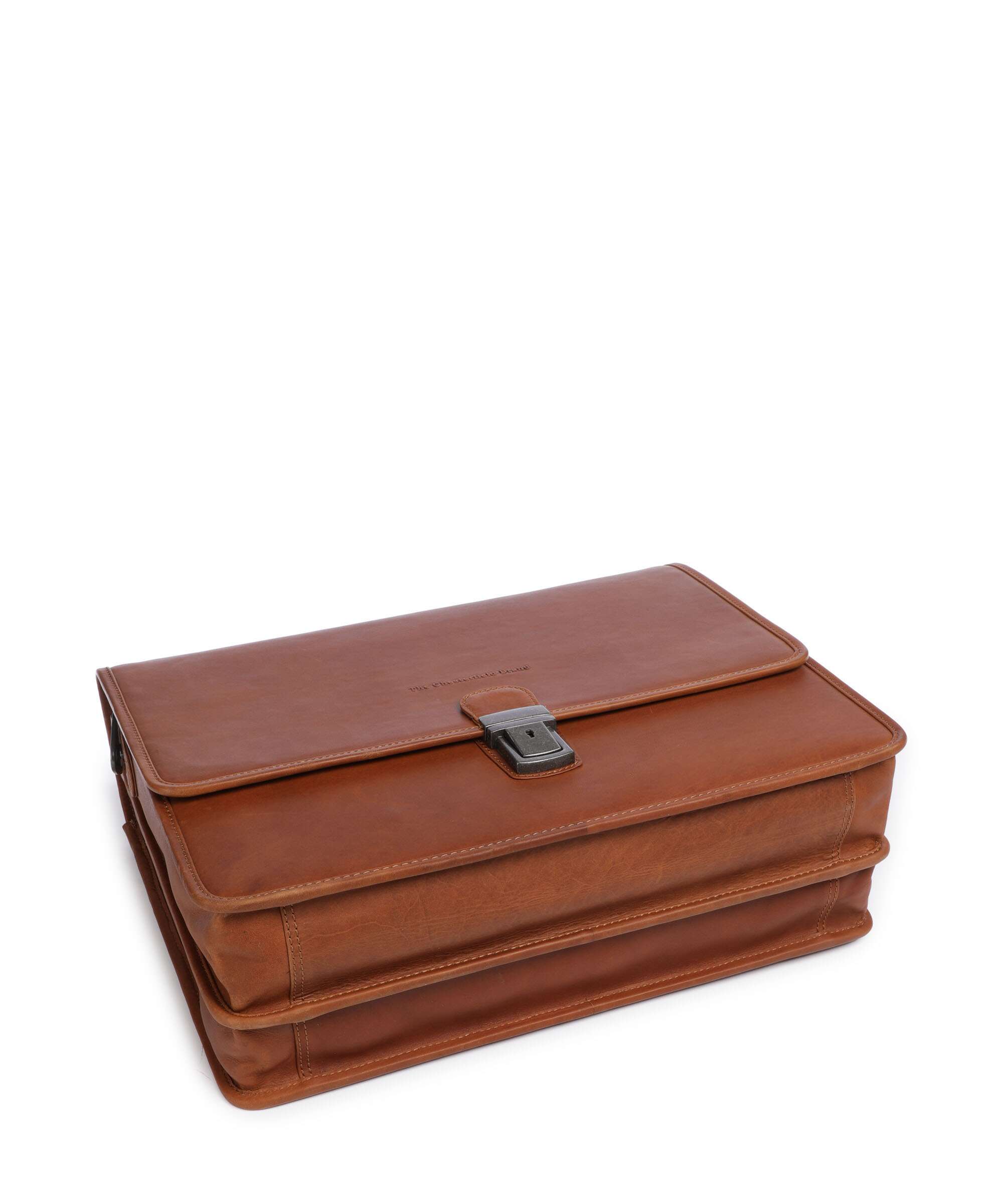 The Chesterfield Brand Wax Pull Up Cow Glenwood Briefcase cognac
