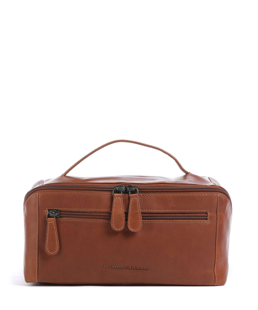 The Chesterfield Brand Wax Pull Up Cow Elmia Toiletry bag cognac
