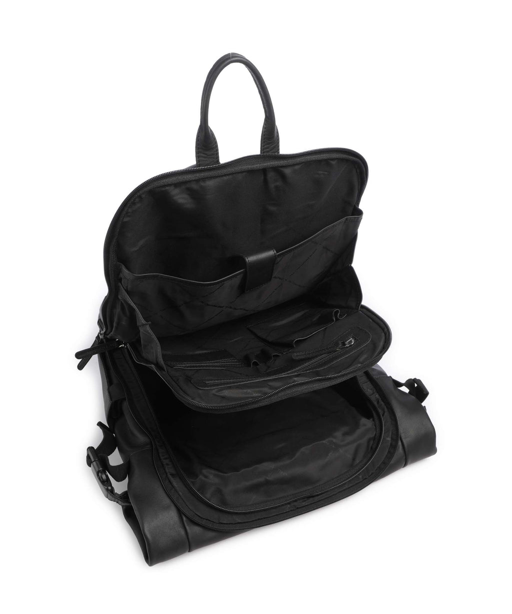 The Chesterfield Brand Wax Pull Up Cow Remo Rolltop backpack black