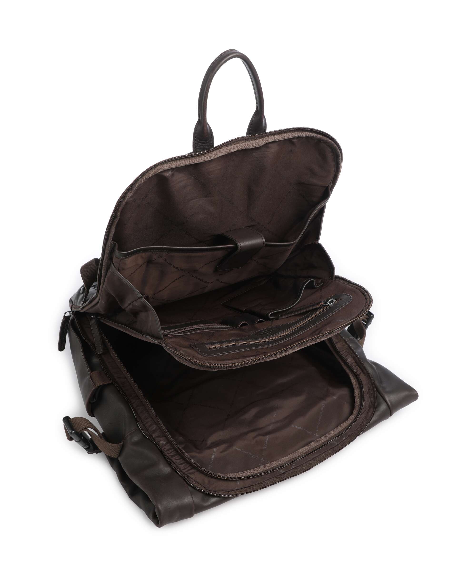 The Chesterfield Brand Wax Pull Up Cow Remo Rolltop backpack brown