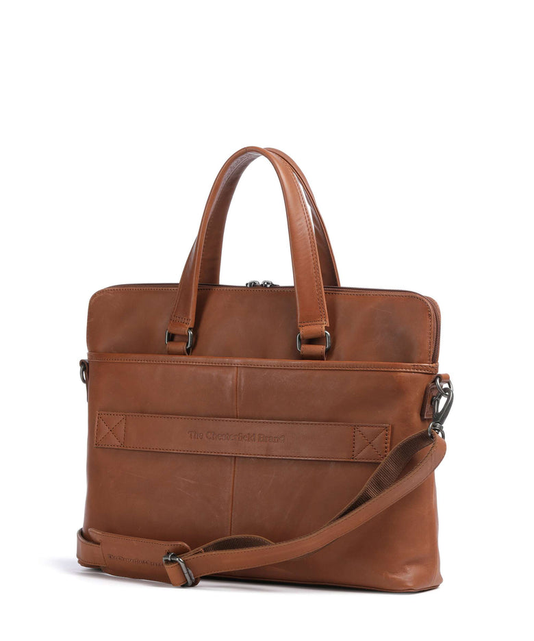 The Chesterfield Brand Wax Pull Up Cow Elvas Laptop bag cognac