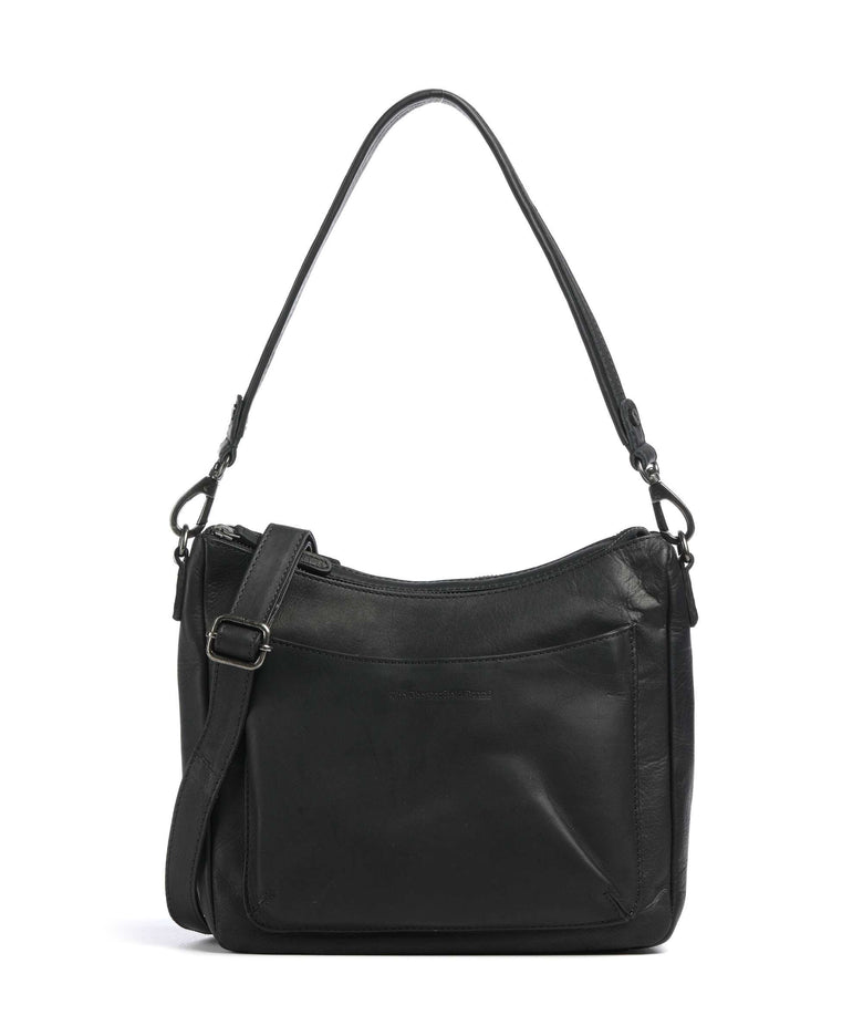 The Chesterfield Brand Wax Pull Up Cow Tivra Shoulder bag black