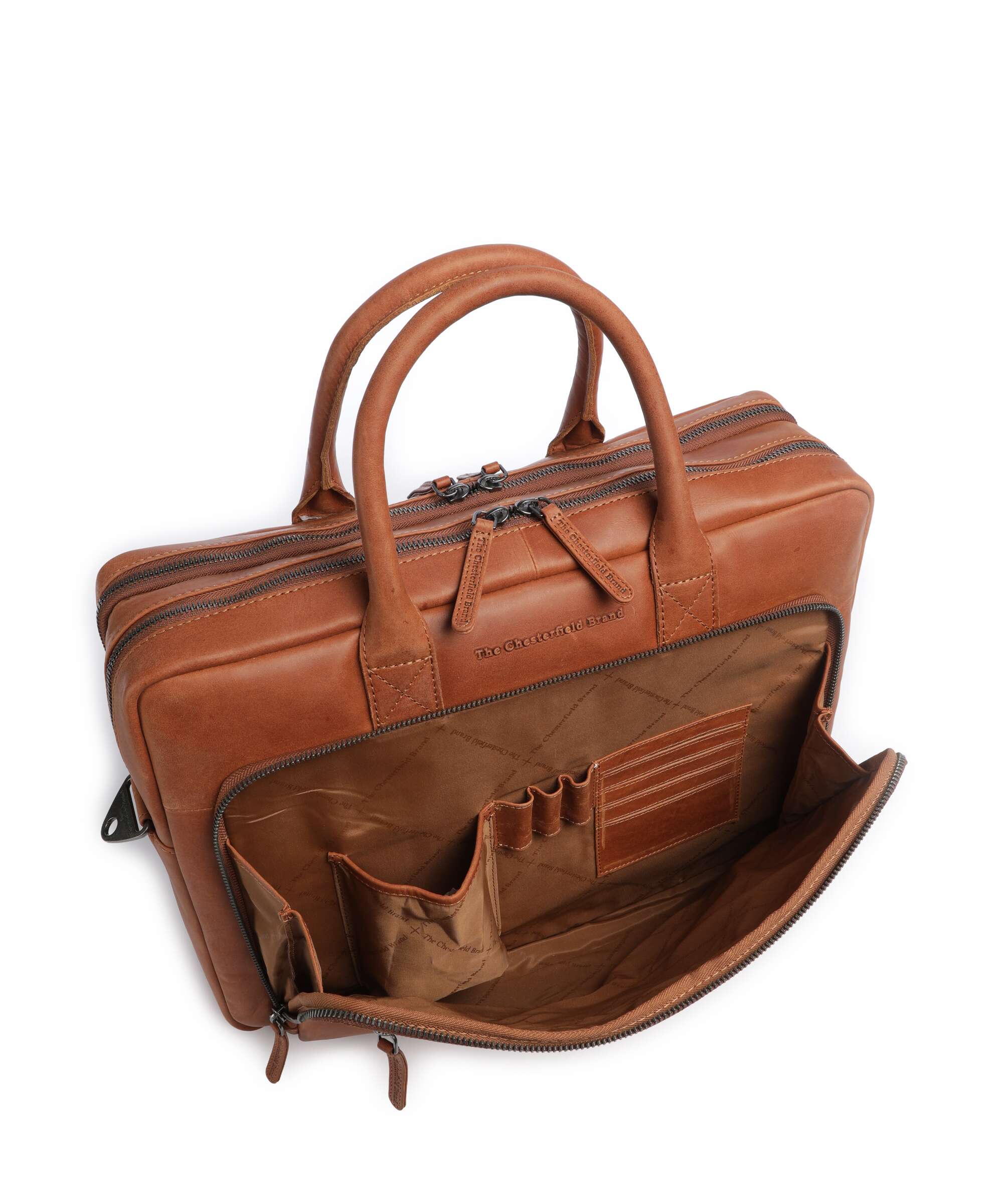 The Chesterfield Brand Wax Pull Up Cow Tacama Laptop bag cognac