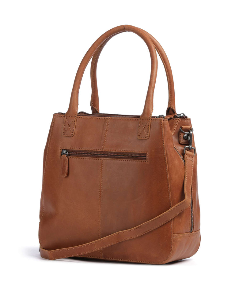The Chesterfield Brand Cow Wax Pull Up Solvin Handbag cognac