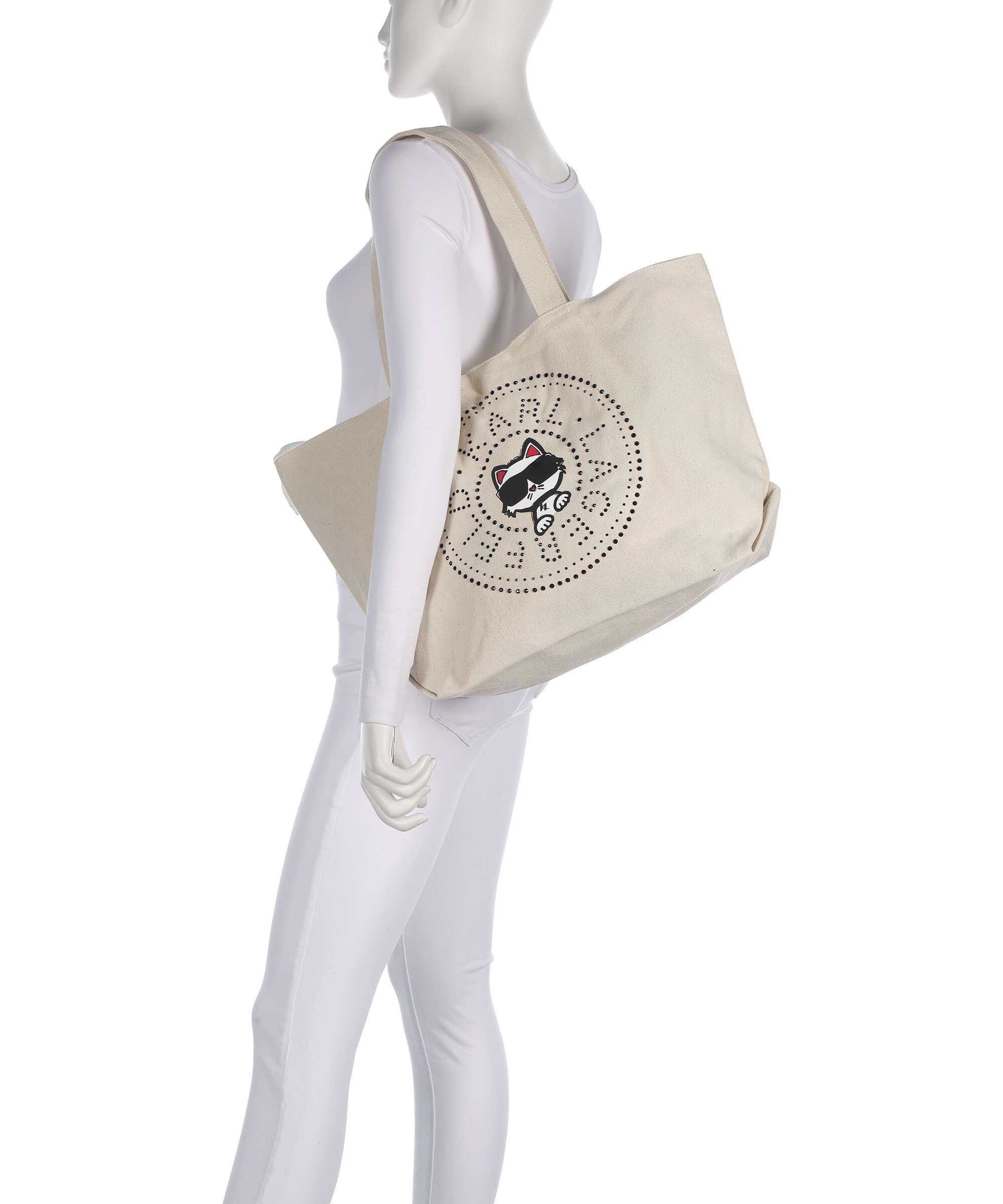 Karl Lagerfeld Ikon Circle Choupette Tote bag off white