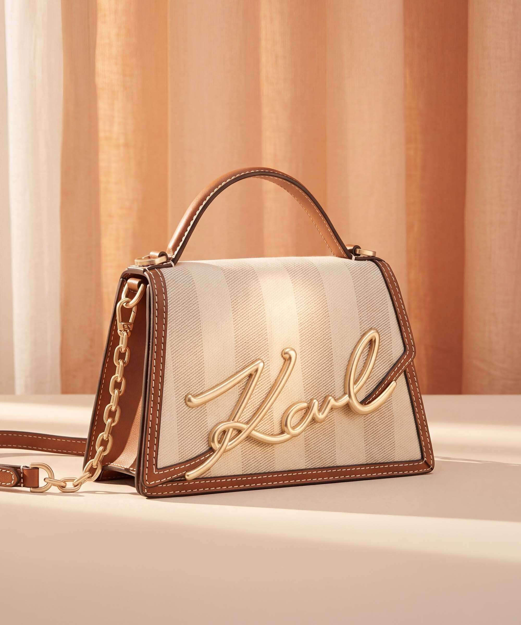 Karl Lagerfeld K/Signature 2.0 Medium Handbag natural canvas/tan